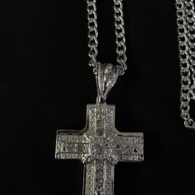 Silver Chain with Mini Diamond Encrusted Cross 4
